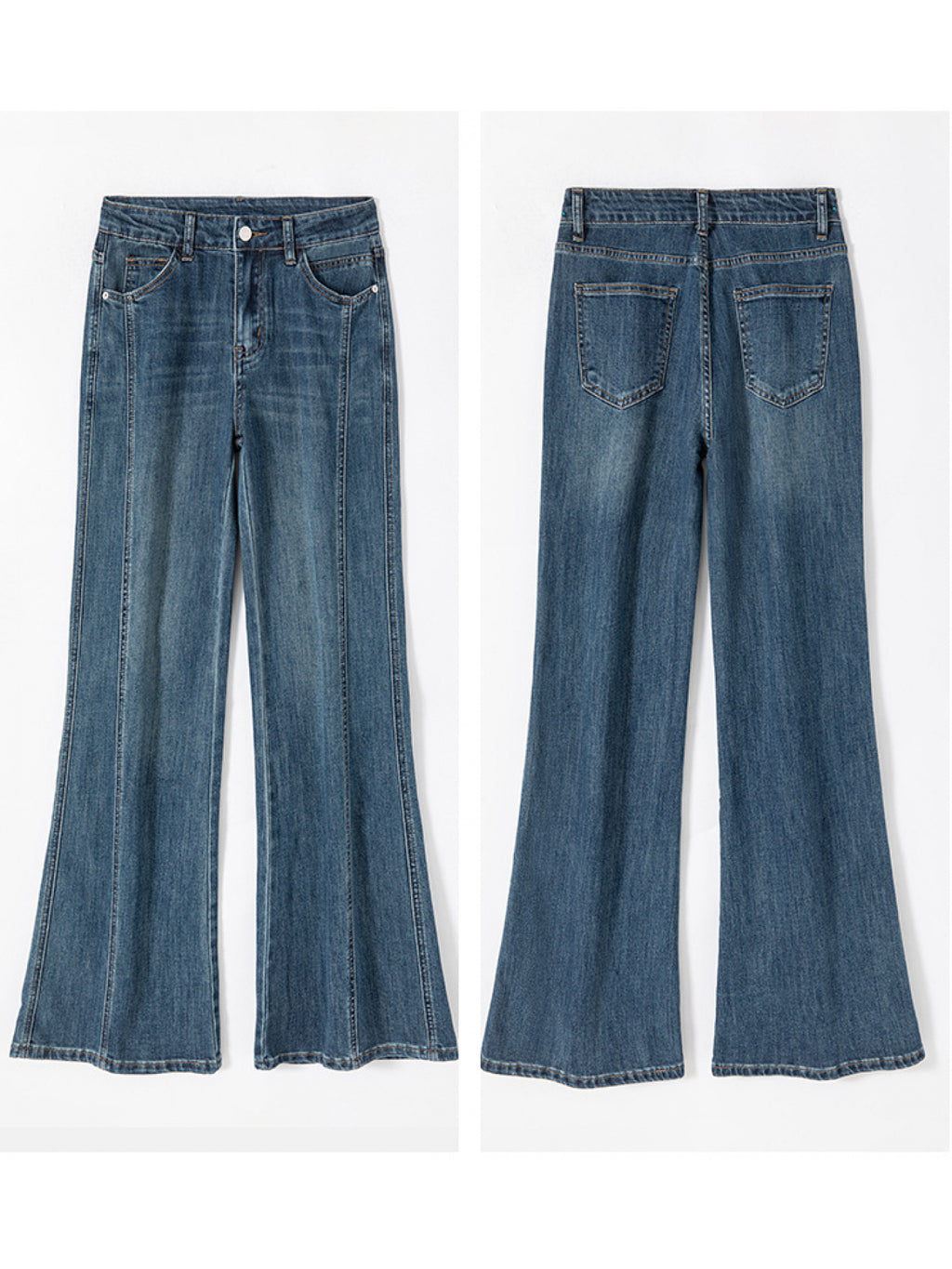 Fleece-lined High-Waisted Jeans | Elegant Solid Color, Slight Stretch, Straight Leg, All-season