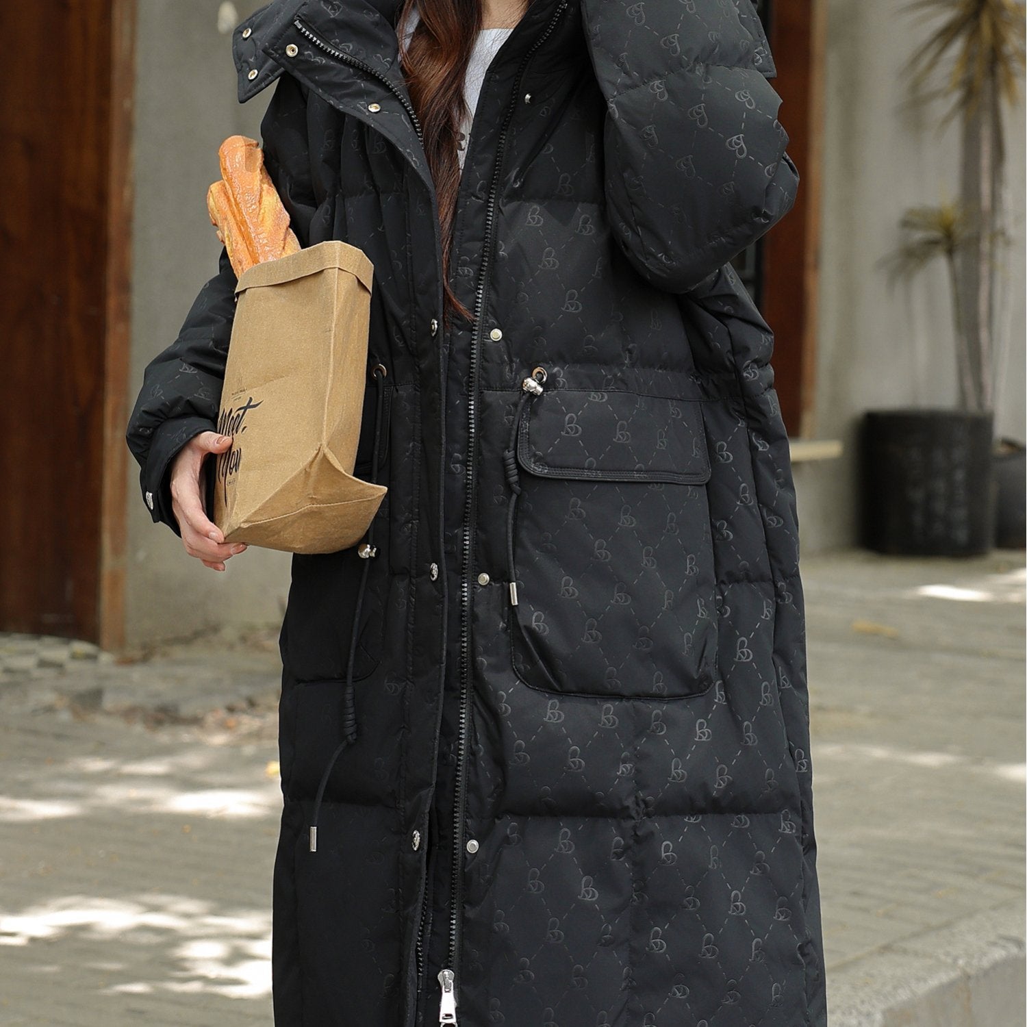 Plus Size, Korean Women's Oversized Puffer Jacket, Loose Fit White Duck Down Jacket