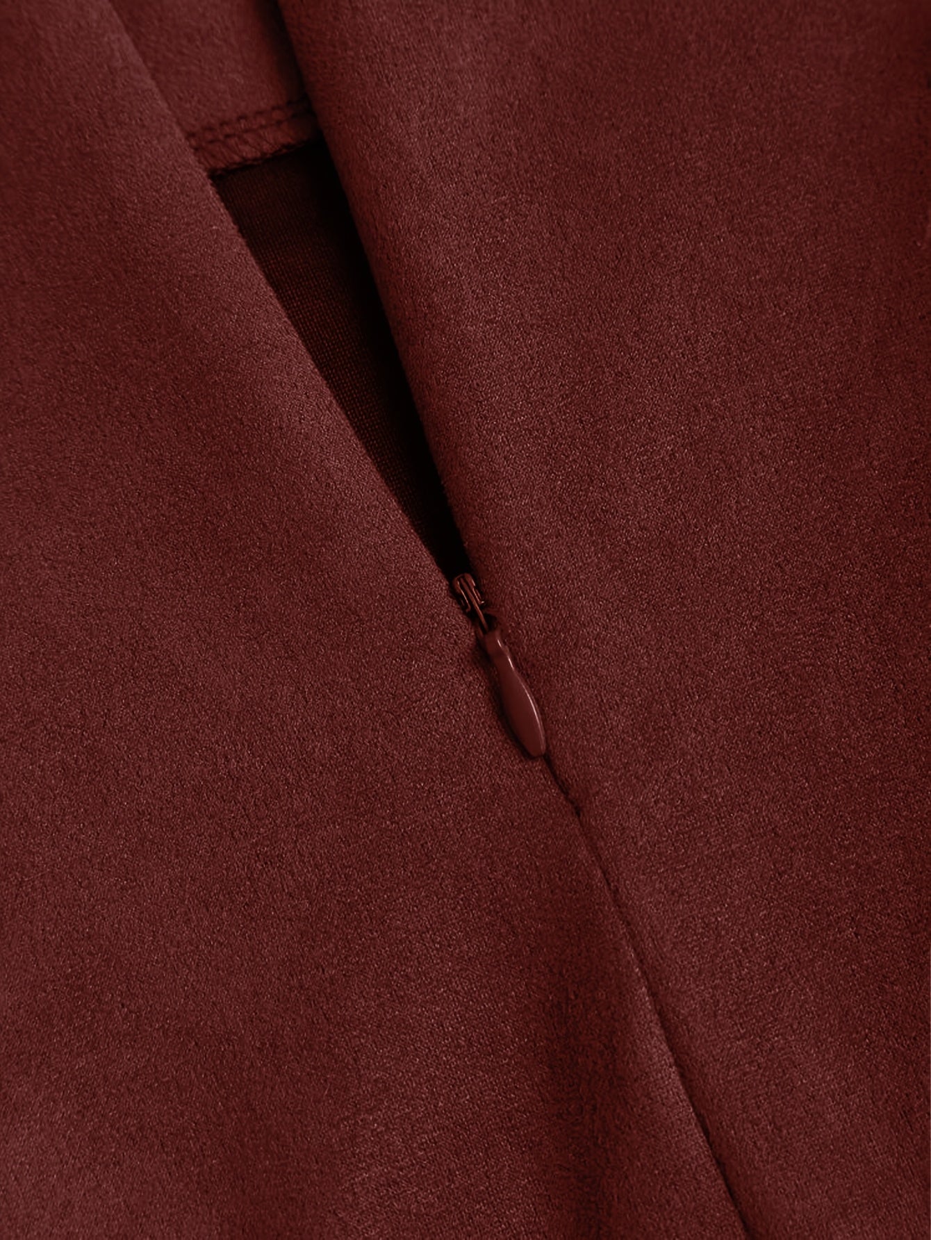 Women's Autumn\Winter New Vintage Italian Fashion Casual Deer Velvet Pleated Skirt, Solid Wine Red Pleated Midi Skirt