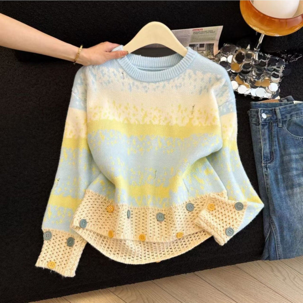 New Fresh and Dopamine 2026 Autumn and Winter New Style Hooded Loose Thickened Sweater Coat with Printed Design | Casual Style, High Neck, Plaid Pattern, Contrast Binding Details