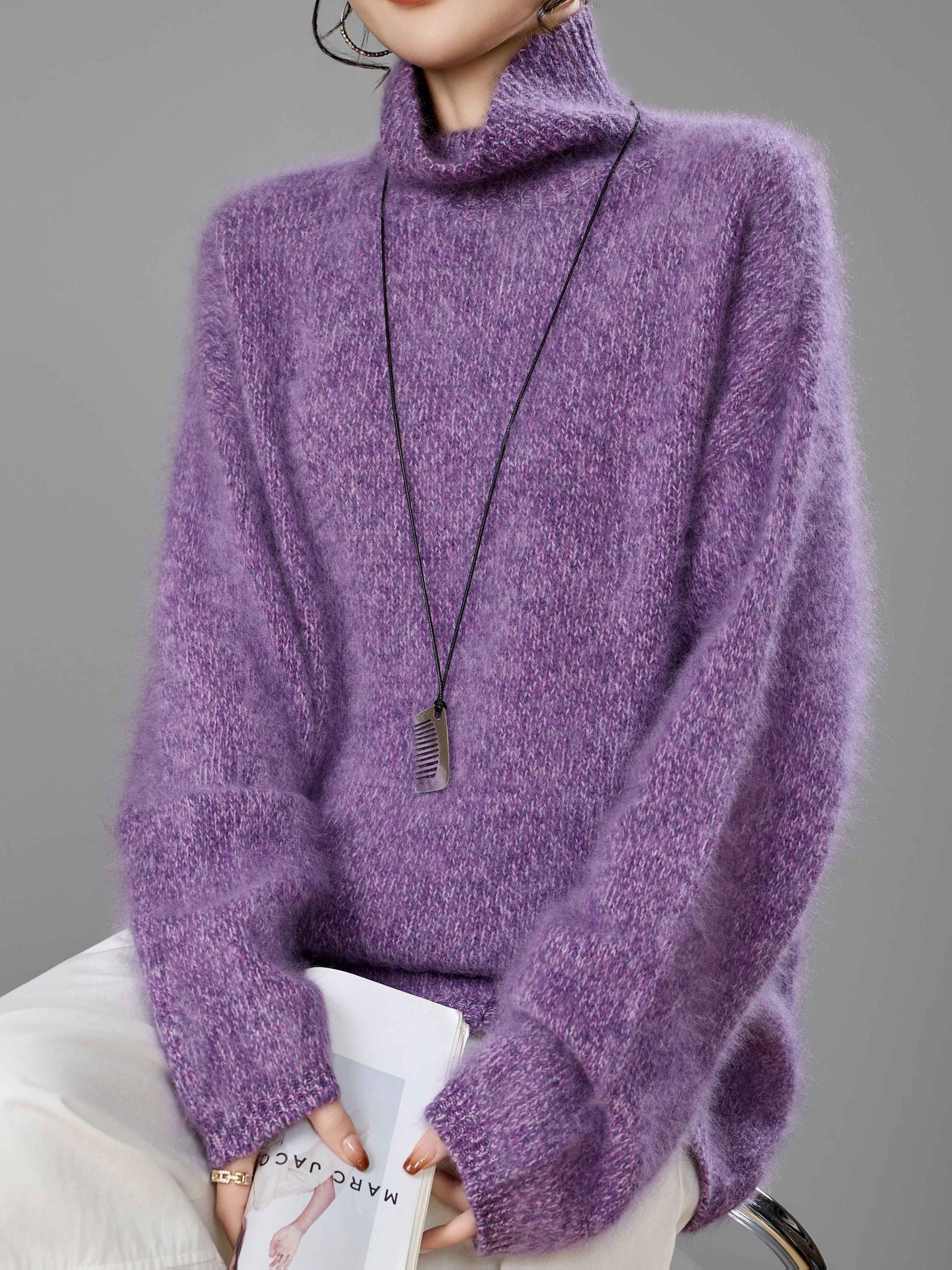 New High-Neck Heavyweight Fleece Wool Sweater for Autumn And Winter 2025, Made of Cashmere And Wool. It'S Casual Yet Elegant, Featuring Cashmere Content And a Plush Feel Comparable to Fleece Cashmere Sweaters