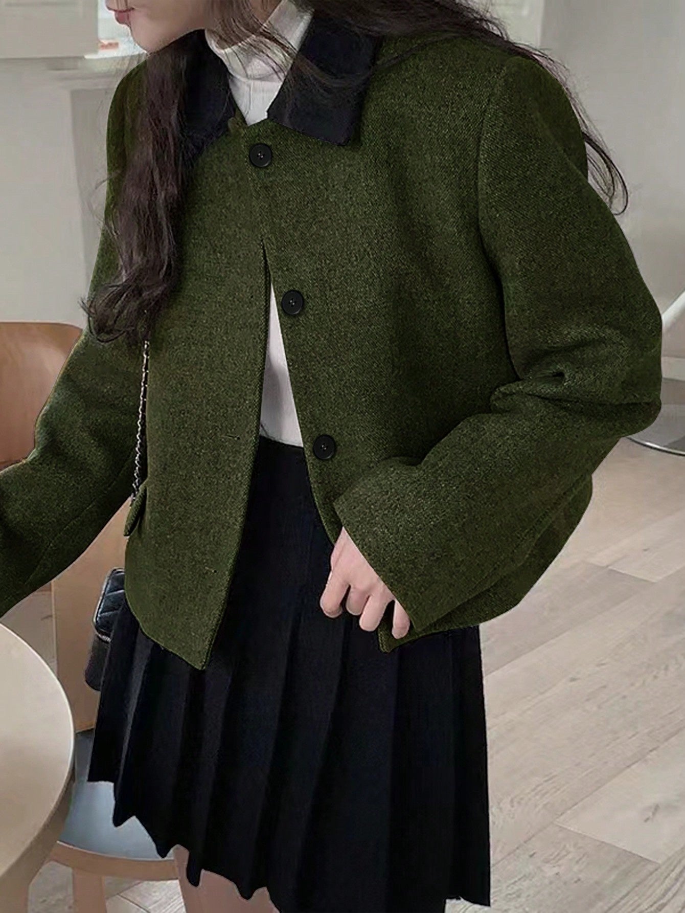 Women'S Short Color-Blocked Coat for Autumn And Winter