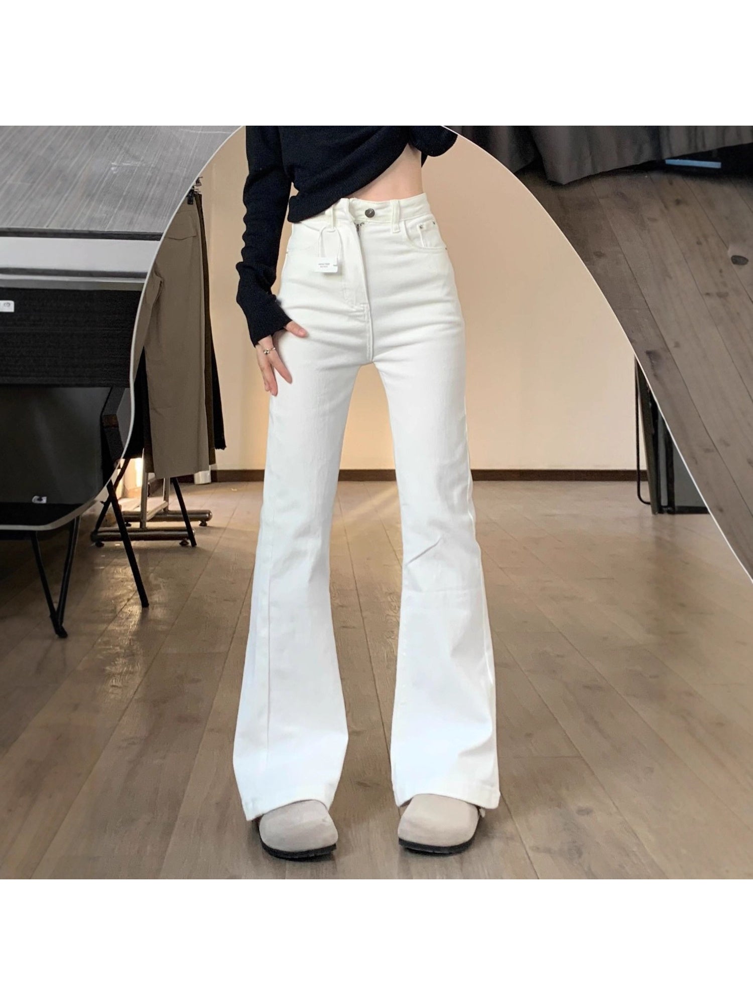 High-waisted Tapered Jeans | Slim-Fitting but Not Too Tight, Elegant Style, Suitable for Short People, Solid Color, Slight Stretch Fabric, All-Season
