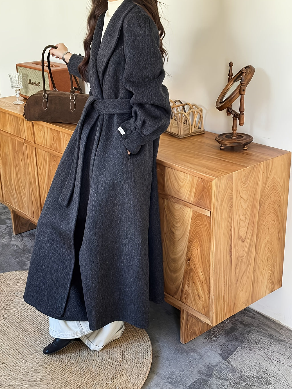 Women's Wool Coat, Elegant Solid Color, Button Details, Versatile Commuter Style, Autumn-Winter, Ideal Gift for Women and Christmas