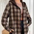 Women's Autumn Coats, Casual Hooded Shirt Coats, Women's Coats, Autumn Coats, Plaid Shirts