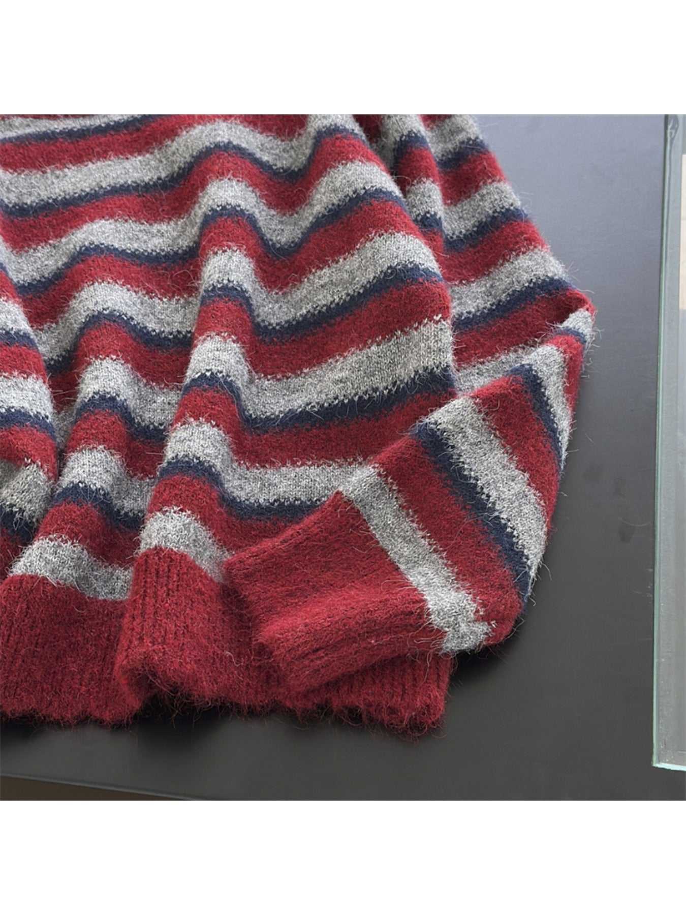 Autumn and Winter Women'S Simple and Versatile Striped Crew Neck Pullover Long-sleeve Sweater | Casual Style, Solid Color Pattern