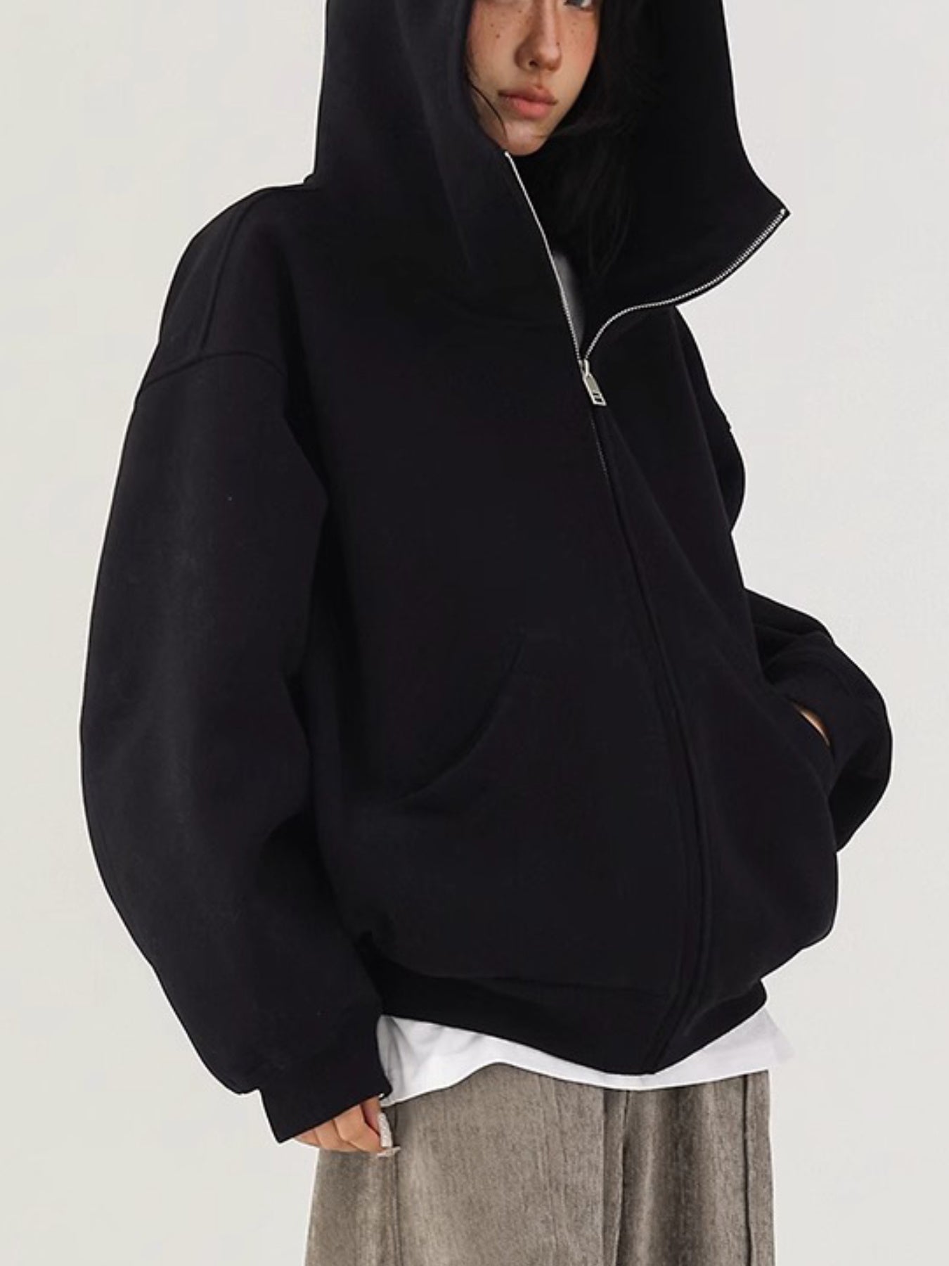 Women'S Heavyweight Hooded Cardigan Sweater Jacket - Full-Zip Winter Coat with Full-Length Zipper, Thickened Warm Insulation, Casual Elegant Outerwear for Fall & Winter