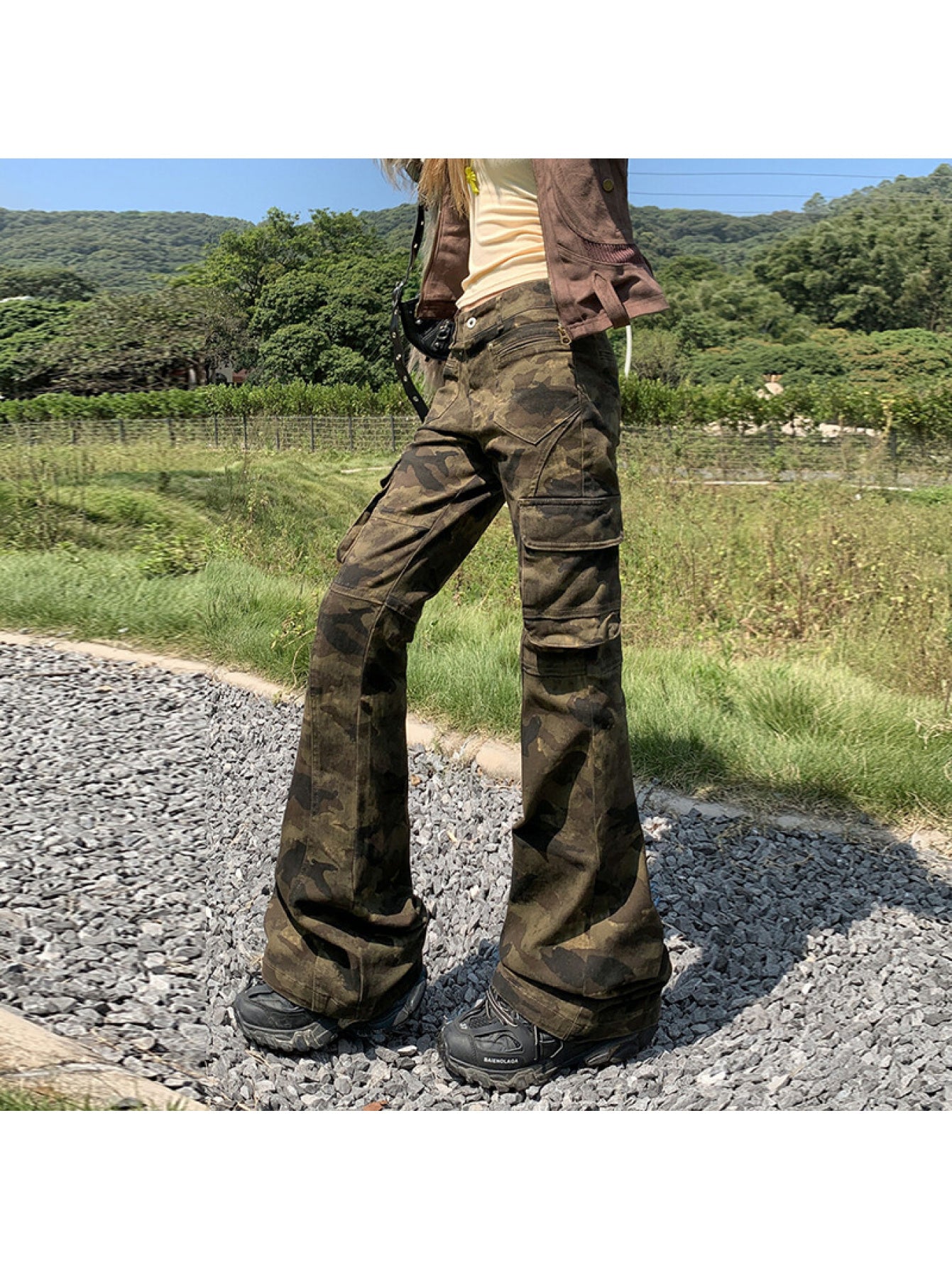 Straight Slim Camouflage Flared Casual Pants | All-season, Comfortable Fit