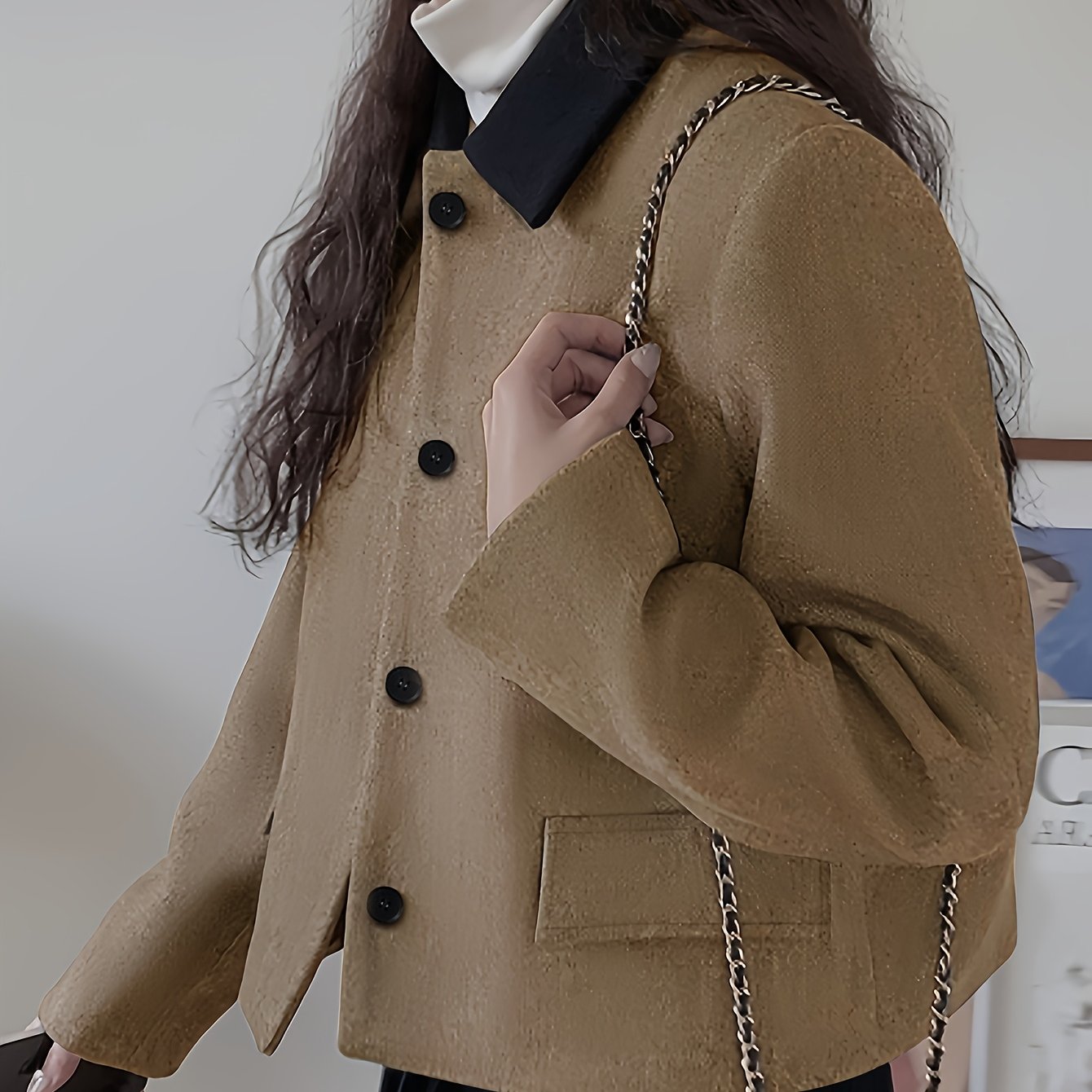 Women'S Short Color-Blocked Coat for Autumn And Winter