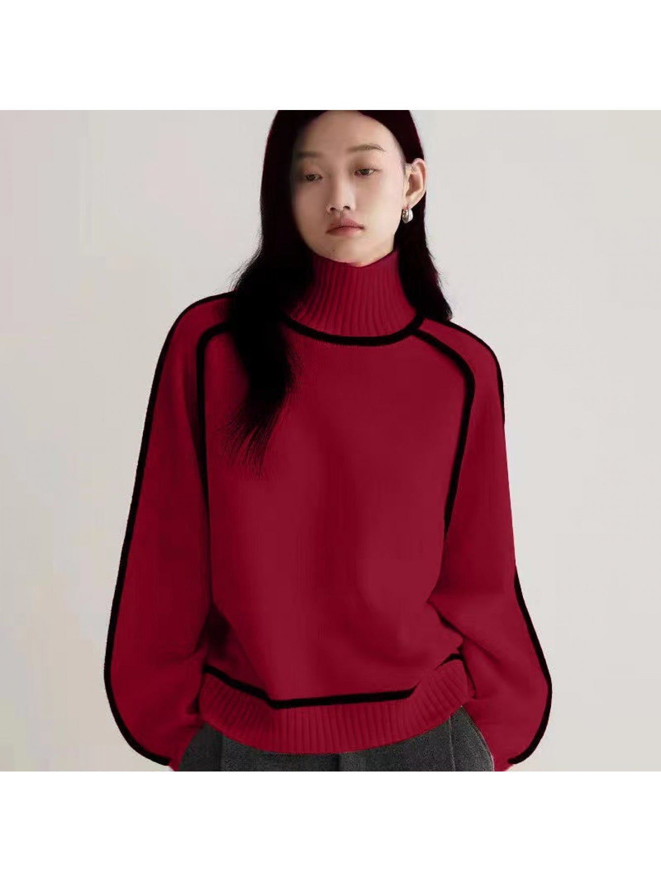 Women'S Oversized Round Neck Sweater - Soft Melard Texture, Solid Color Casual Loose Fit Pullover for Spring\Autumn, European Sizing (US Size Exclusive) - Cozy Layering Piece for Everyday & Semi-Formal Outfits