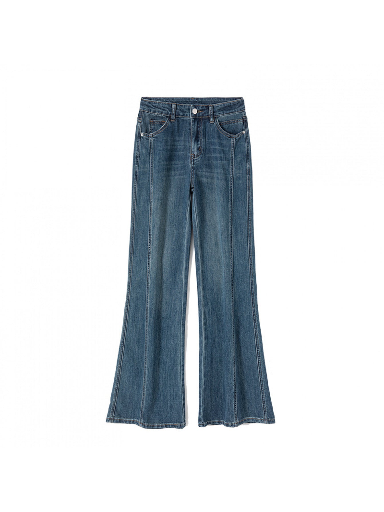 Fleece-lined High-Waisted Jeans | Elegant Solid Color, Slight Stretch, Straight Leg, All-season