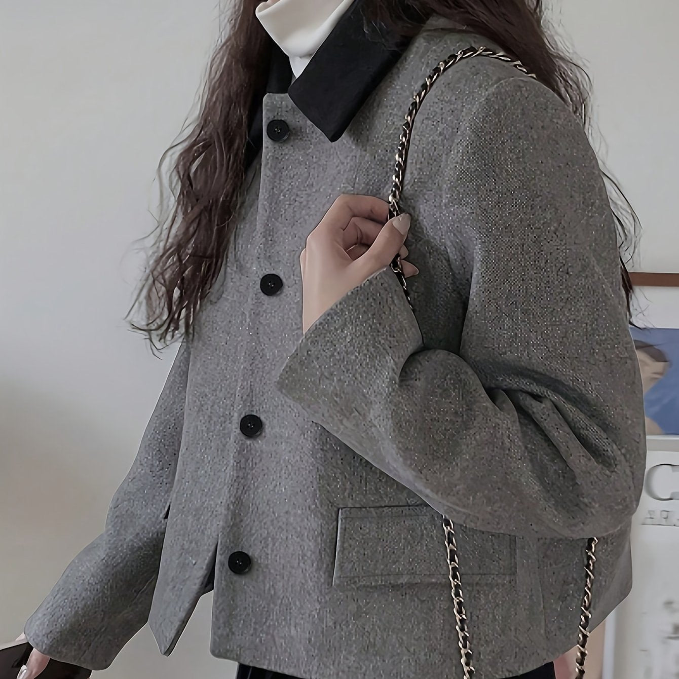 Women'S Short Color-Blocked Coat for Autumn And Winter