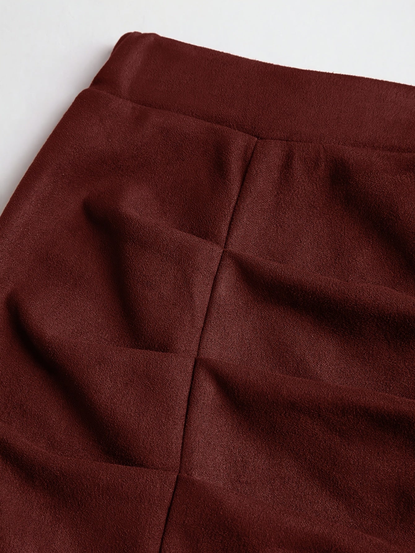 Women's Autumn\Winter New Vintage Italian Fashion Casual Deer Velvet Pleated Skirt, Solid Wine Red Pleated Midi Skirt