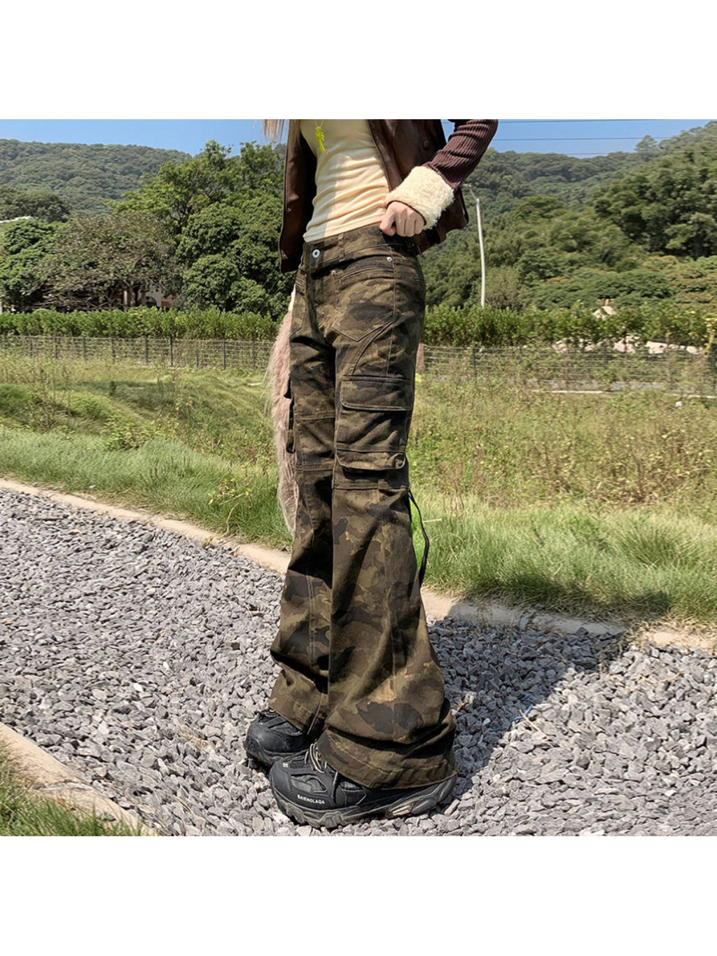 Straight Slim Camouflage Flared Casual Pants | All-season, Comfortable Fit