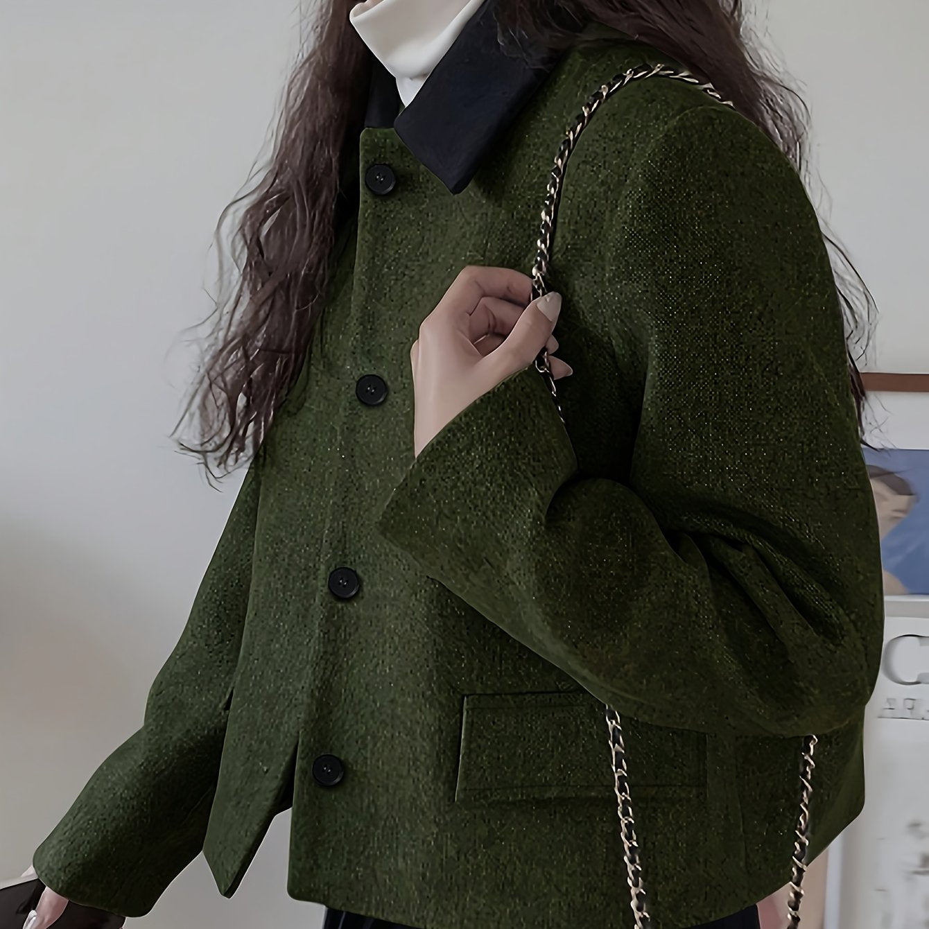 Women'S Short Color-Blocked Coat for Autumn And Winter