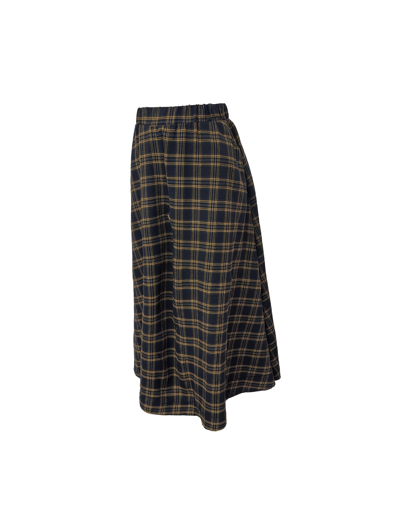 Vintage Plaid Skirt | Coffee-Colored High-Waist Flared A-Line, Mid-Length Forest-Style Versatile Skirt That Is Slim-Fitting And Hip-Covering, Ideal for Autumn and Winter