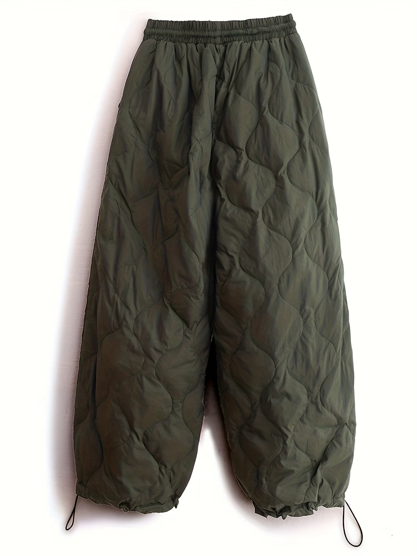 Women'S Vintage Winter Thermal Harem Pants | Full-Length Wide-Leg Trousers with Elastic Waist & Cuff, Thick Black, Machine Washable, Loose Fit for Skiing, Casual Outdoors, Cold Weather