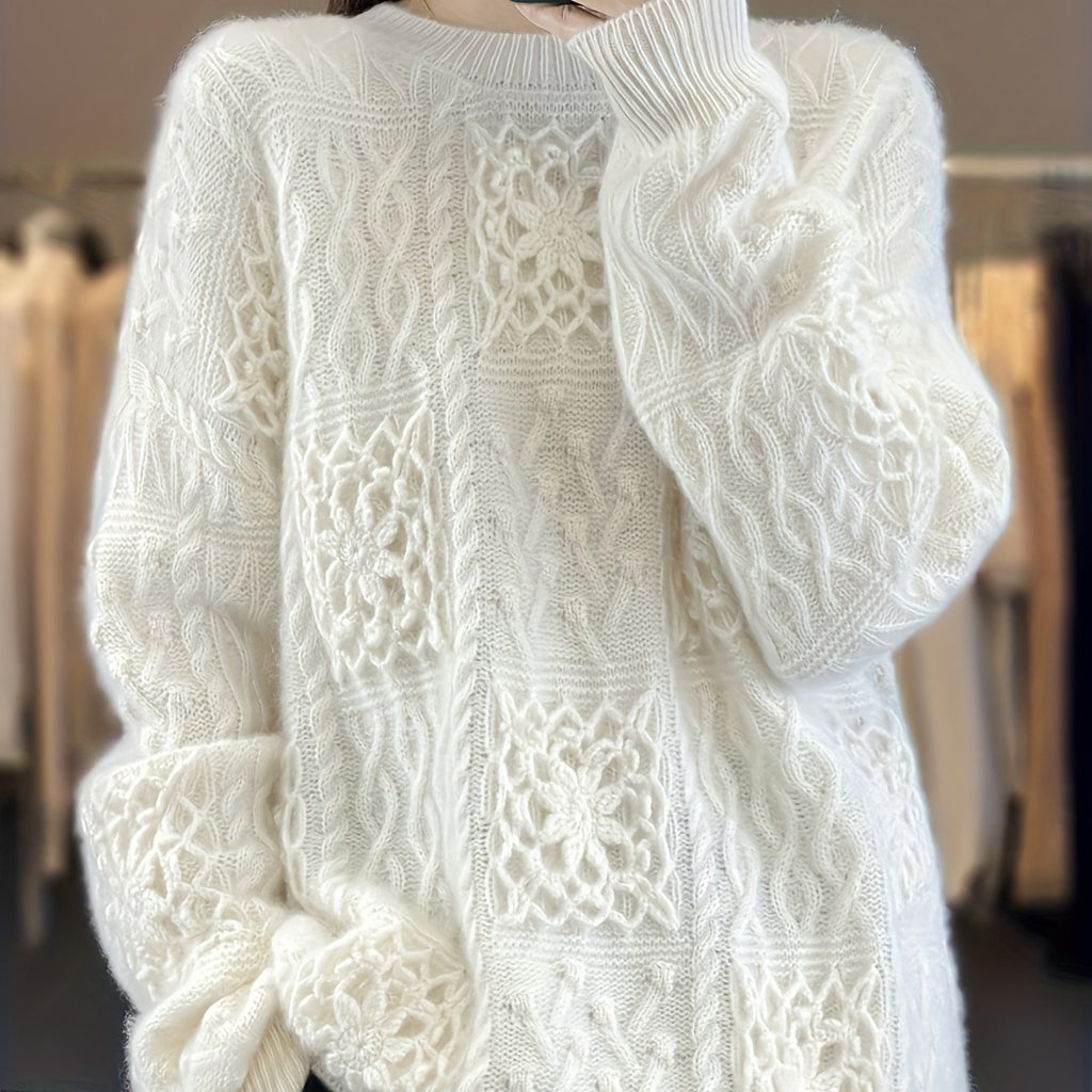 Hand-Wool Sweater 2025 Autumn\Winter New Arrival - Heavyweight Hand- Wool Sweater, Loose-Fit Warm Base Layer Sweater