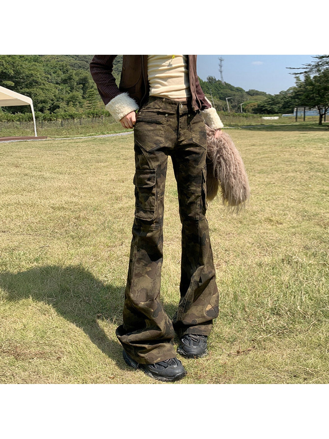Straight Slim Camouflage Flared Casual Pants | All-season, Comfortable Fit
