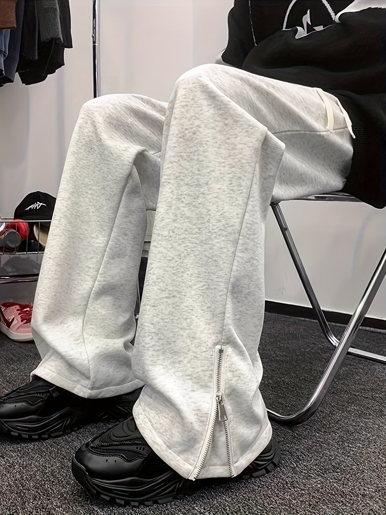 Autumn Trendy Brand Zipper Pants Casual Loose Sweatpants American Straight-Leg Sweatpants Long Pants