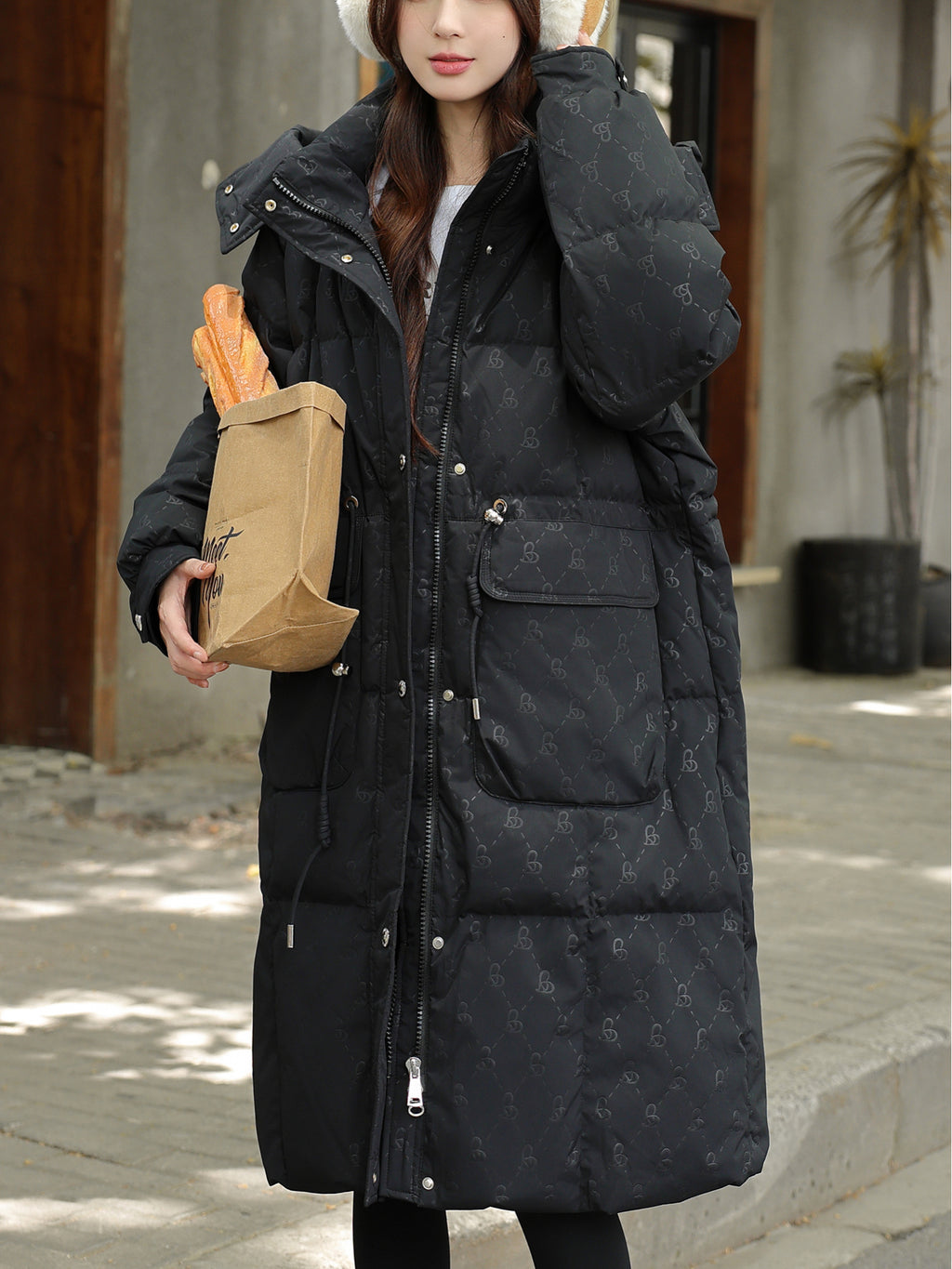 Plus Size, Korean Women's Oversized Puffer Jacket, Loose Fit White Duck Down Jacket