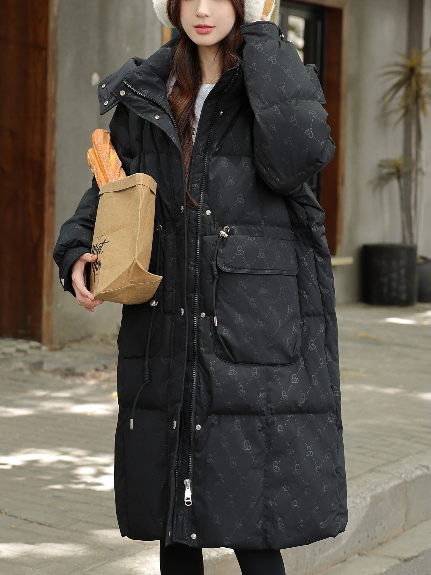 Plus Size, Korean Women's Oversized Puffer Jacket, Loose Fit White Duck Down Jacket