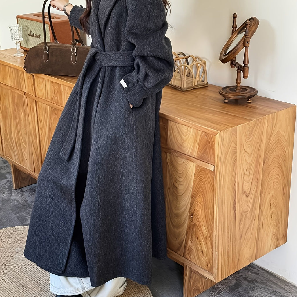 Women's Wool Coat, Elegant Solid Color, Button Details, Versatile Commuter Style, Autumn-Winter, Ideal Gift for Women and Christmas