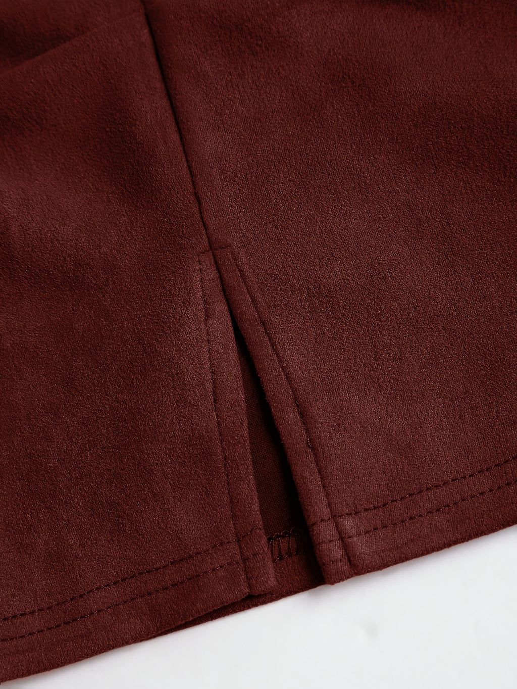 Women's Autumn\Winter New Vintage Italian Fashion Casual Deer Velvet Pleated Skirt, Solid Wine Red Pleated Midi Skirt