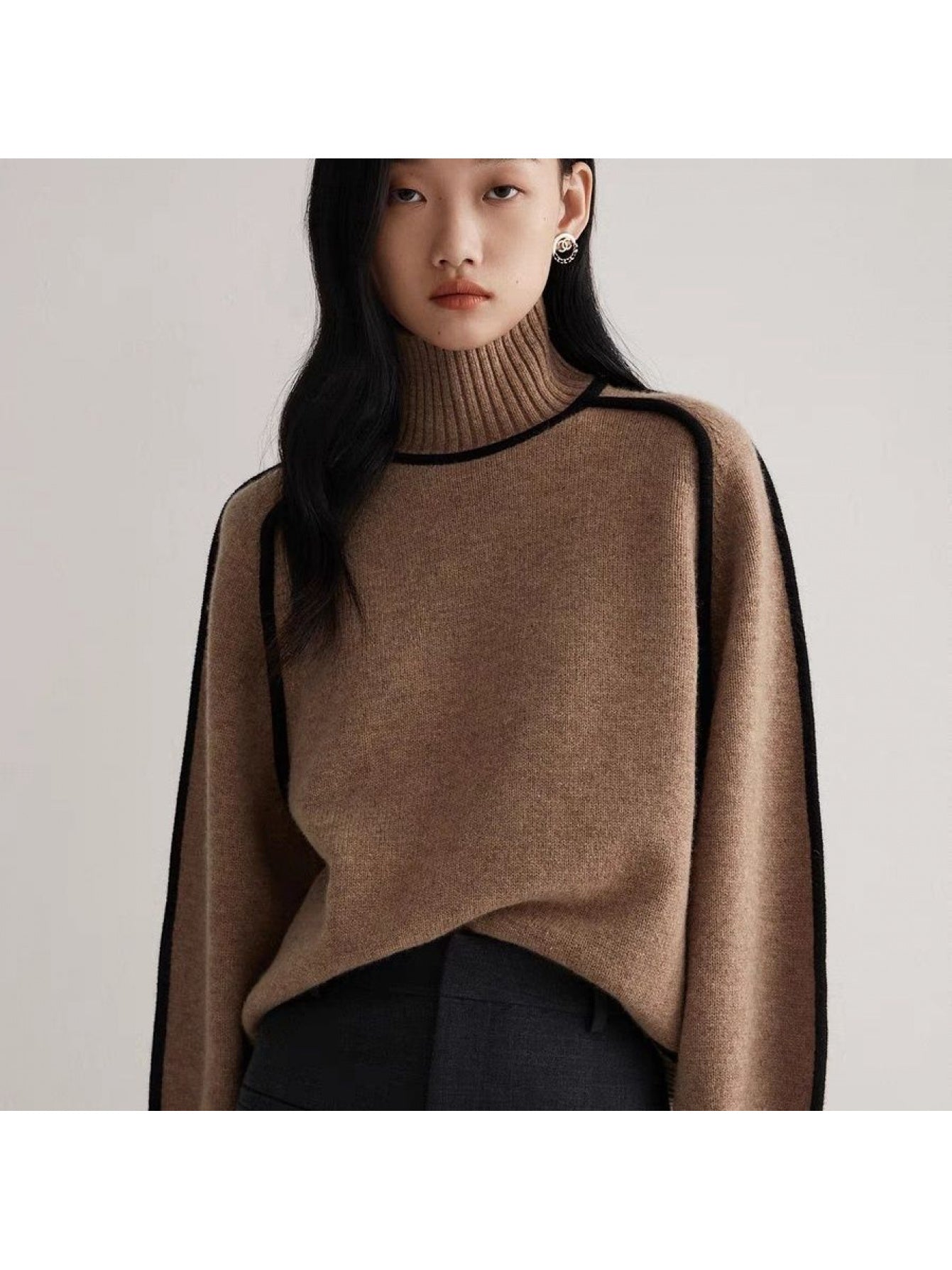 Women'S Oversized Round Neck Sweater - Soft Melard Texture, Solid Color Casual Loose Fit Pullover for Spring\Autumn, European Sizing (US Size Exclusive) - Cozy Layering Piece for Everyday & Semi-Formal Outfits