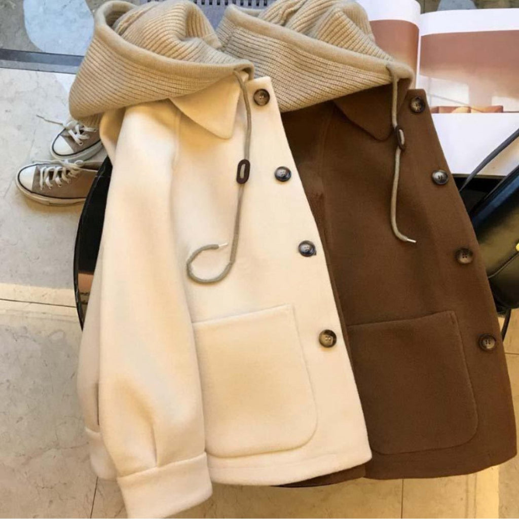 New Autumn And Winter Coat for Women, Designed with a Hood And a Faux Two-Piece Thick Top