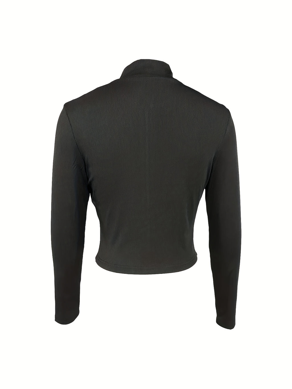 Solid-color Ribbed Stand-up Collar Zipper Jacket for Women In Autumn And Winter