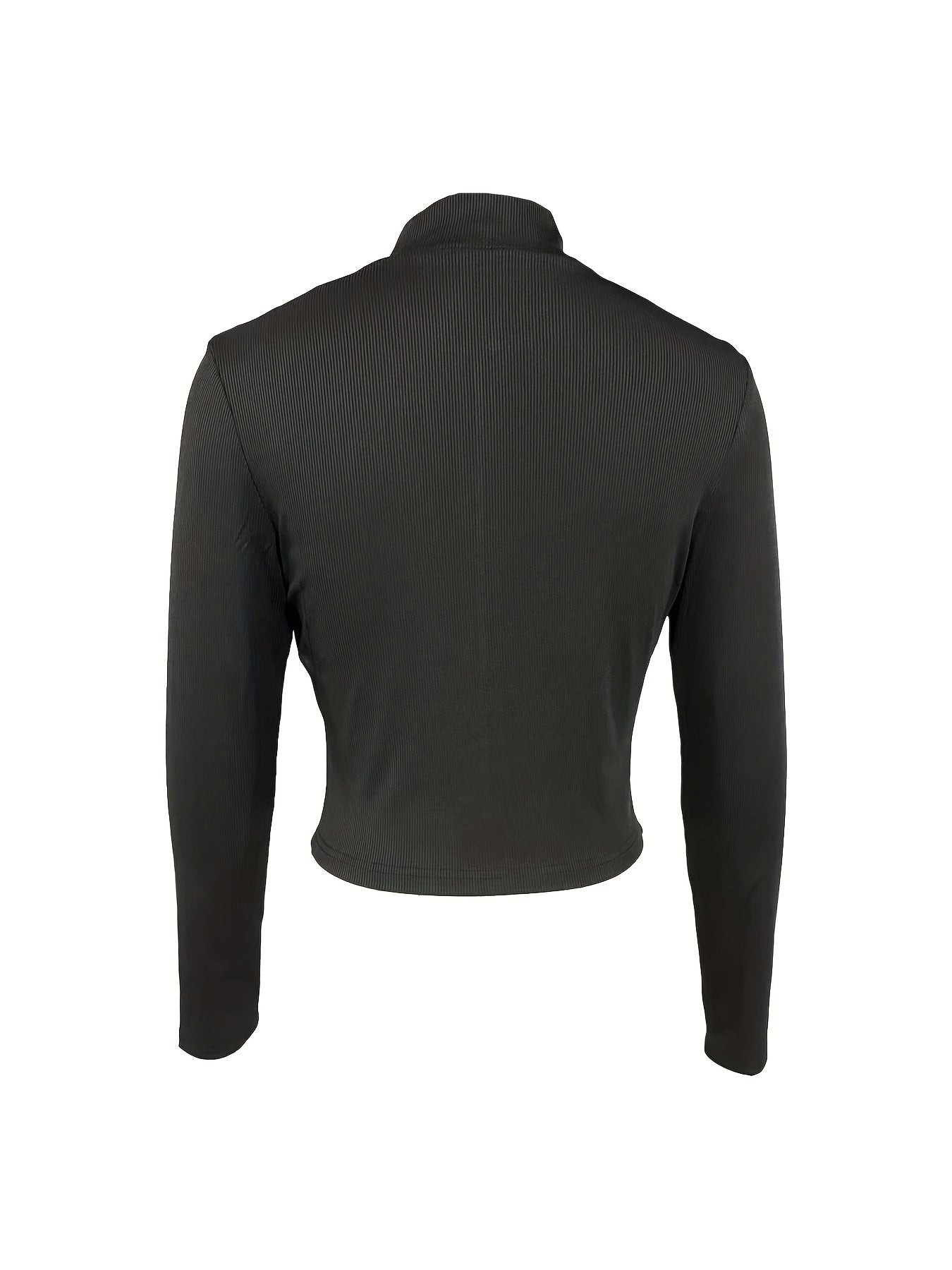 Solid-color Ribbed Stand-up Collar Zipper Jacket for Women In Autumn And Winter