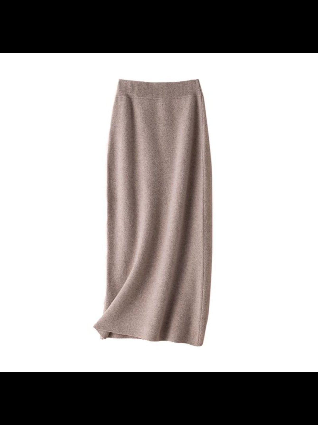 Half-length Skirt | Women'S Mid-length Winter Coat, High Waist for Effect, Stylish Fabric, Straight Shape, Versatile, Flattering Skirt, Elegant Solid Color with Color Block Details