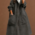 Women's Trench Coat Elegant Women's Loose-Fit Hooded Trench Coat - Versatile Mid-Length Design with Single-Breasted Button and Large Pockets for Fall\Winter