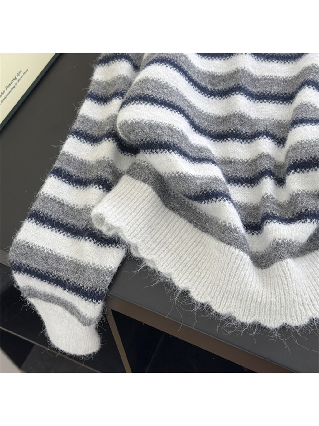 Autumn and Winter Women'S Simple and Versatile Striped Crew Neck Pullover Long-sleeve Sweater | Casual Style, Solid Color Pattern