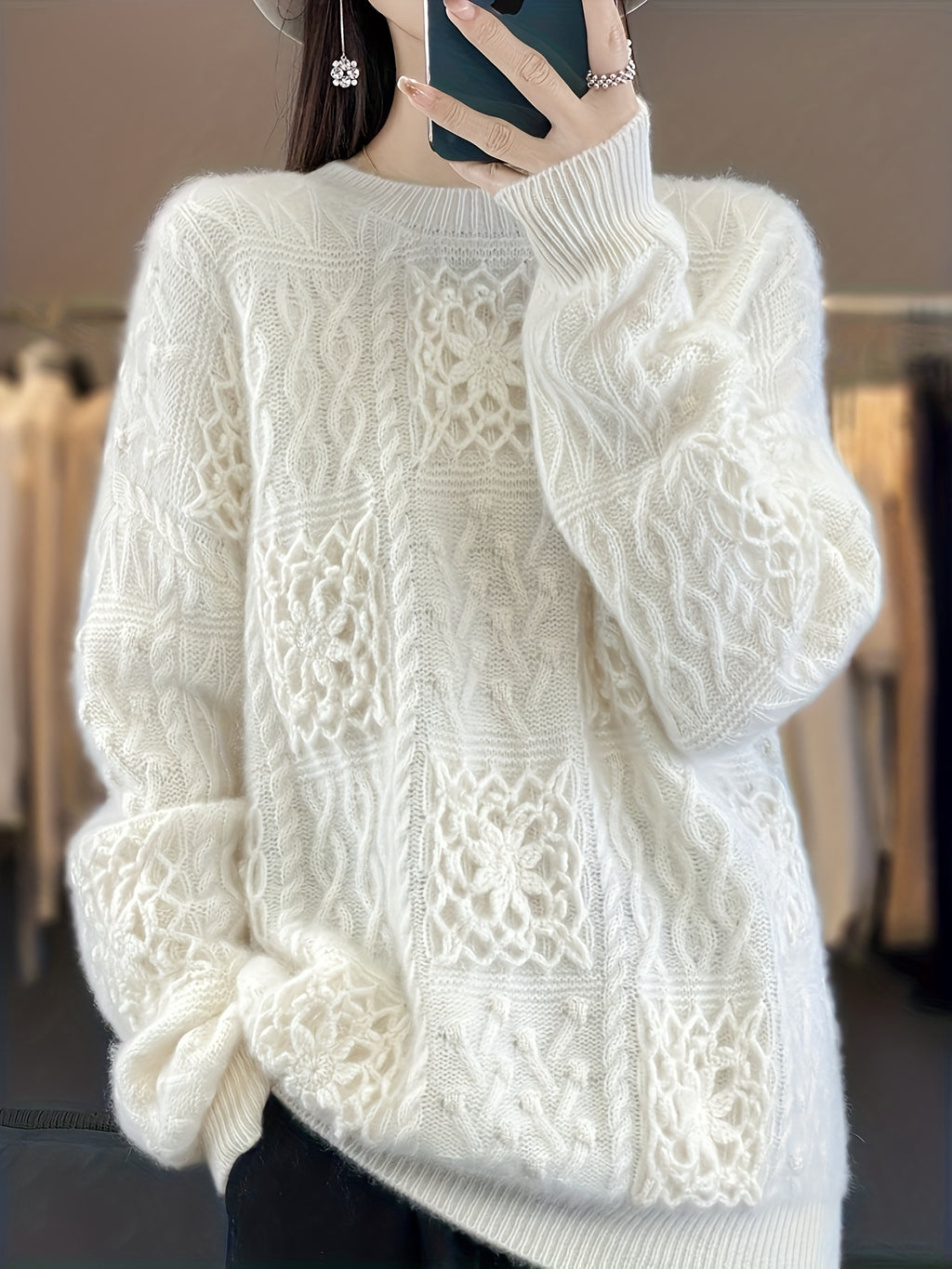 Hand-Wool Sweater 2025 Autumn\Winter New Arrival - Heavyweight Hand- Wool Sweater, Loose-Fit Warm Base Layer Sweater