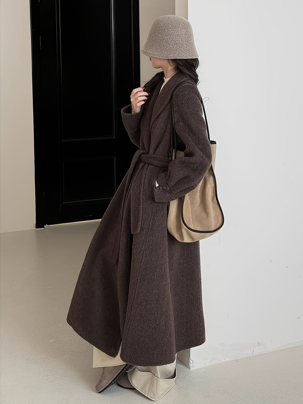 Women's Wool Coat, Elegant Solid Color, Button Details, Versatile Commuter Style, Autumn-Winter, Ideal Gift for Women and Christmas