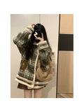 Hot-selling Japanese-style  Plaid Design Niche Coat for Women, Spring Loose and Thickened Imitation Lamb Overcoat