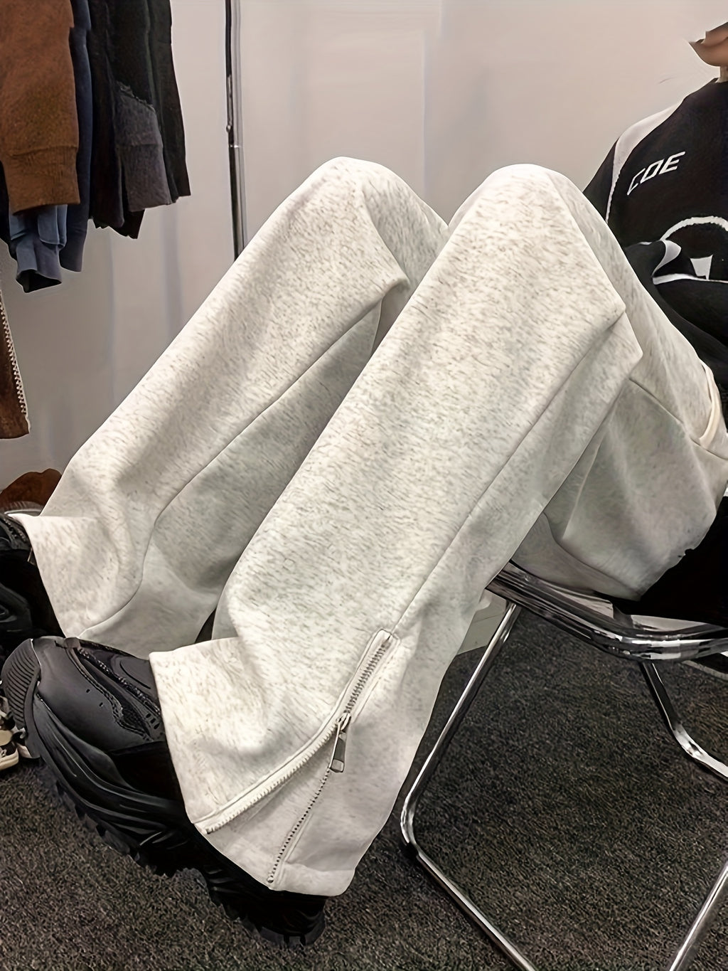 Autumn Trendy Brand Zipper Pants Casual Loose Sweatpants American Straight-Leg Sweatpants Long Pants