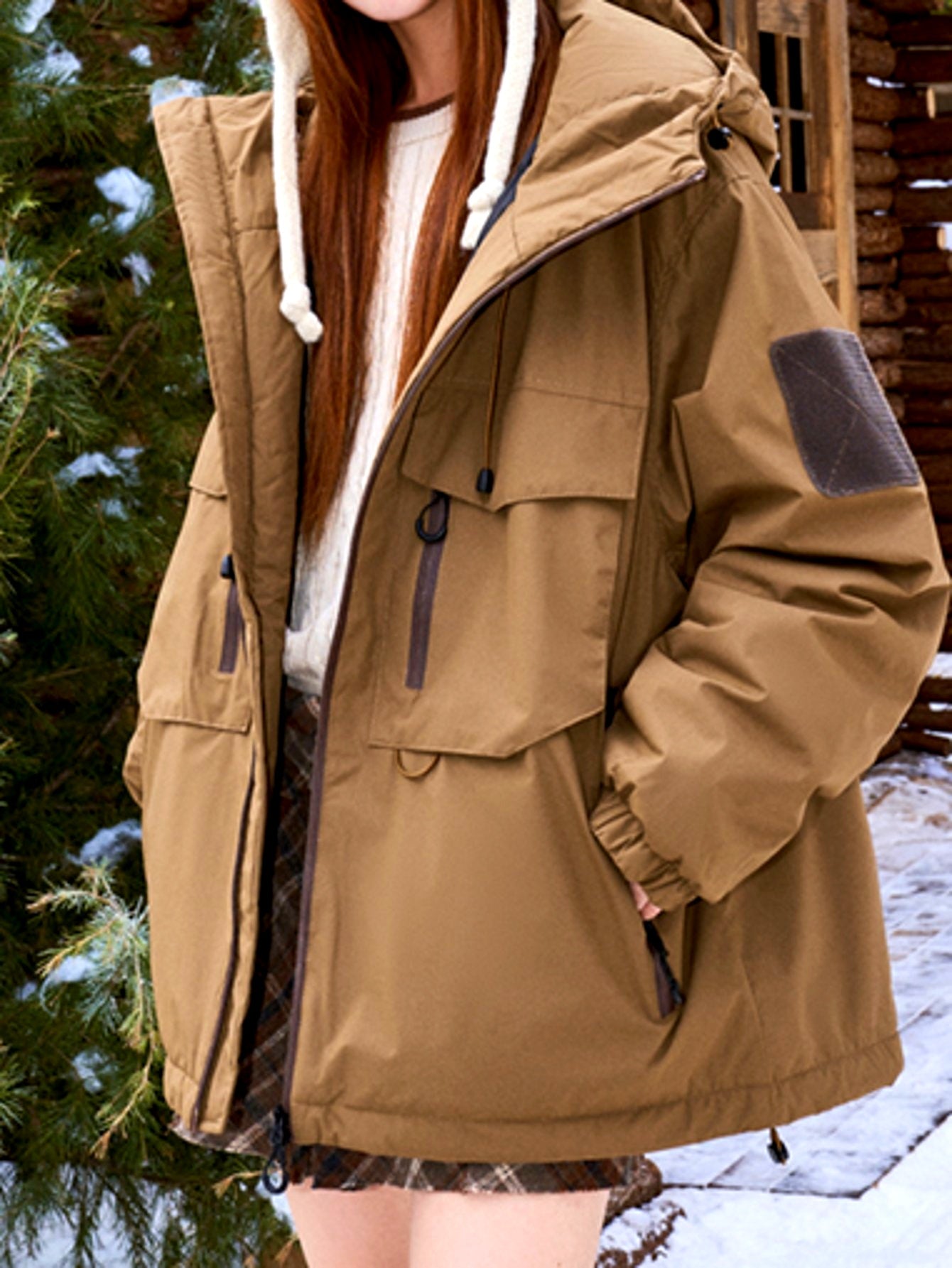 Winter Warmth-Resistant Thickened Hooded Coat with Full-Zip Front, Loose Fit Casual Outerwear, Cold Weather