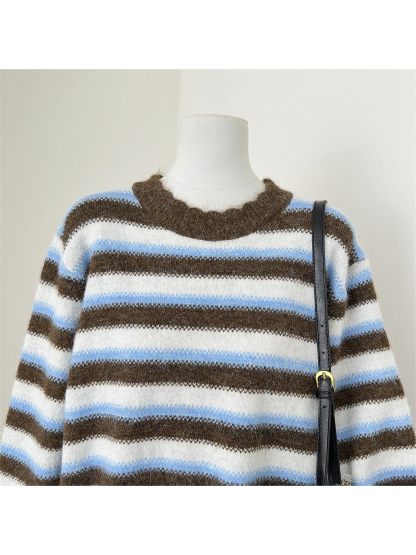 Autumn and Winter Women'S Simple and Versatile Striped Crew Neck Pullover Long-sleeve Sweater | Casual Style, Solid Color Pattern