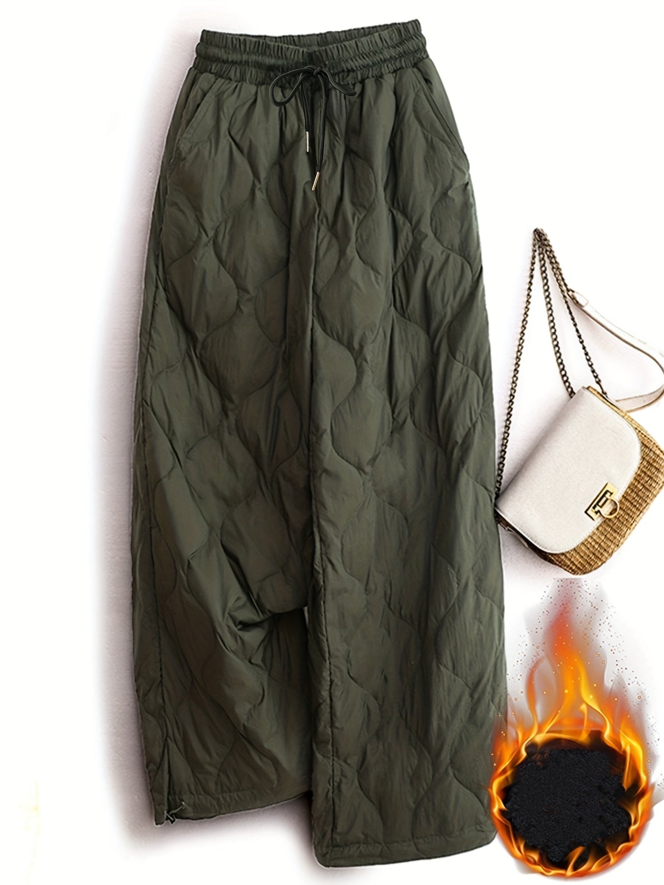 Women'S Vintage Winter Thermal Harem Pants | Full-Length Wide-Leg Trousers with Elastic Waist & Cuff, Thick Black, Machine Washable, Loose Fit for Skiing, Casual Outdoors, Cold Weather