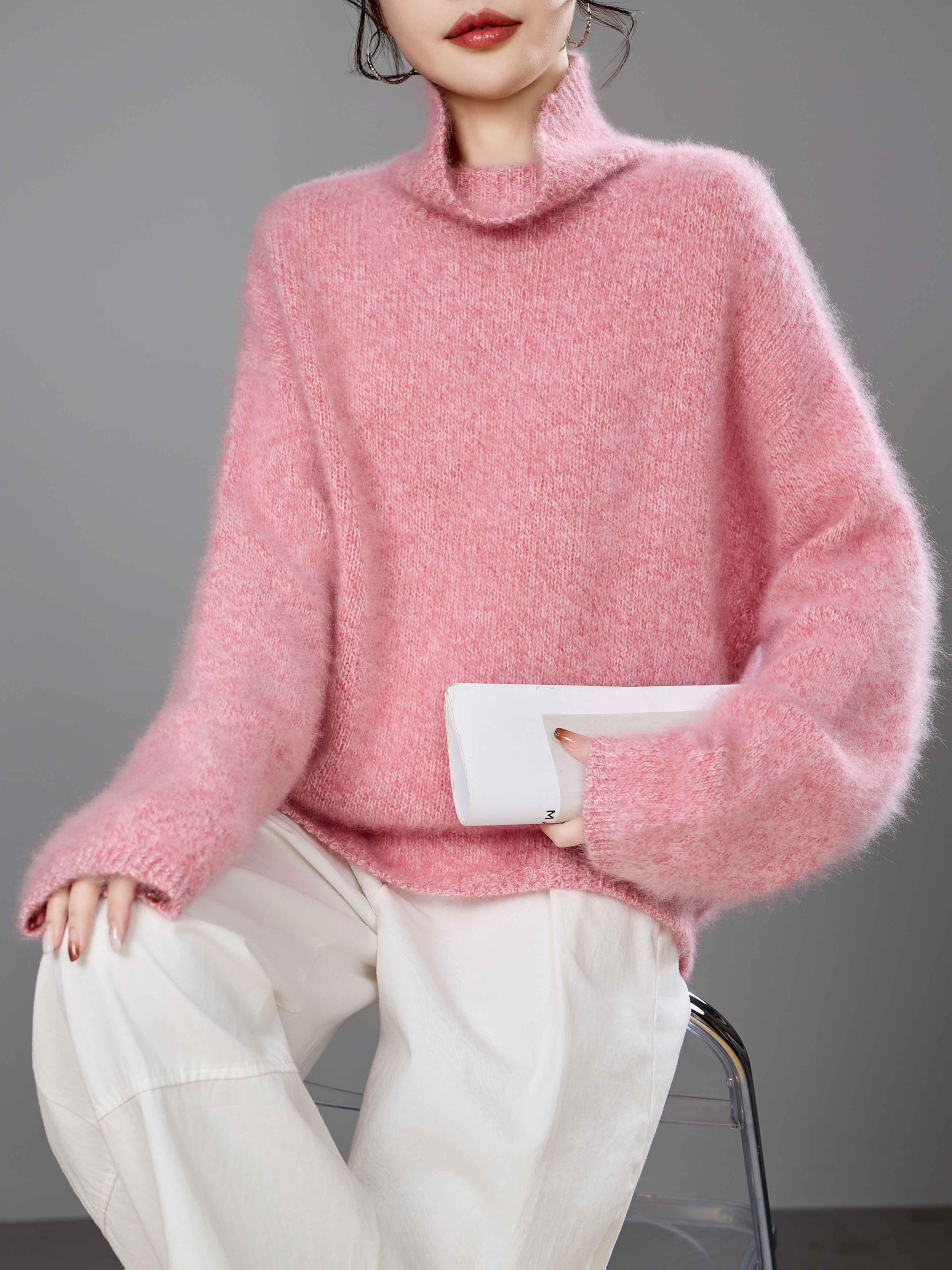 New High-Neck Heavyweight Fleece Wool Sweater for Autumn And Winter 2025, Made of Cashmere And Wool. It'S Casual Yet Elegant, Featuring Cashmere Content And a Plush Feel Comparable to Fleece Cashmere Sweaters